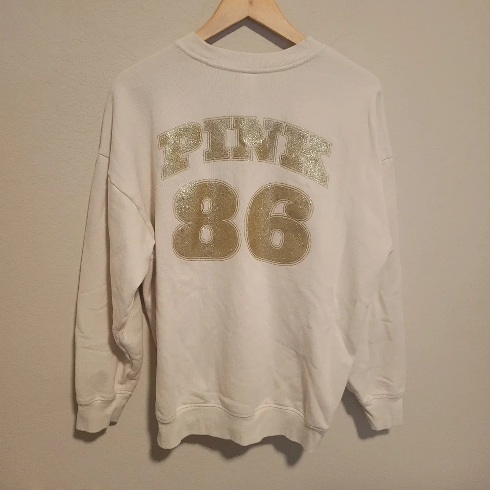 PINK Victoria's Secret glitter cream Sweatshirt size large